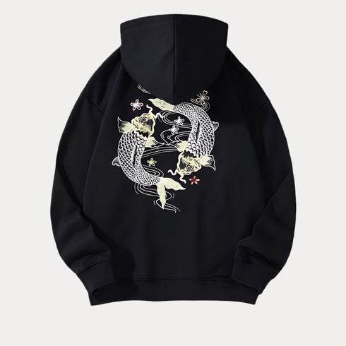 Carp Casual Crewneck Cotton Hoodie